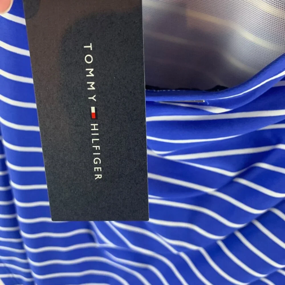 Tommy Hilfiger Women's Blue‎ Striped Halter Tie One Piece Swimsuit Size 14 NWT